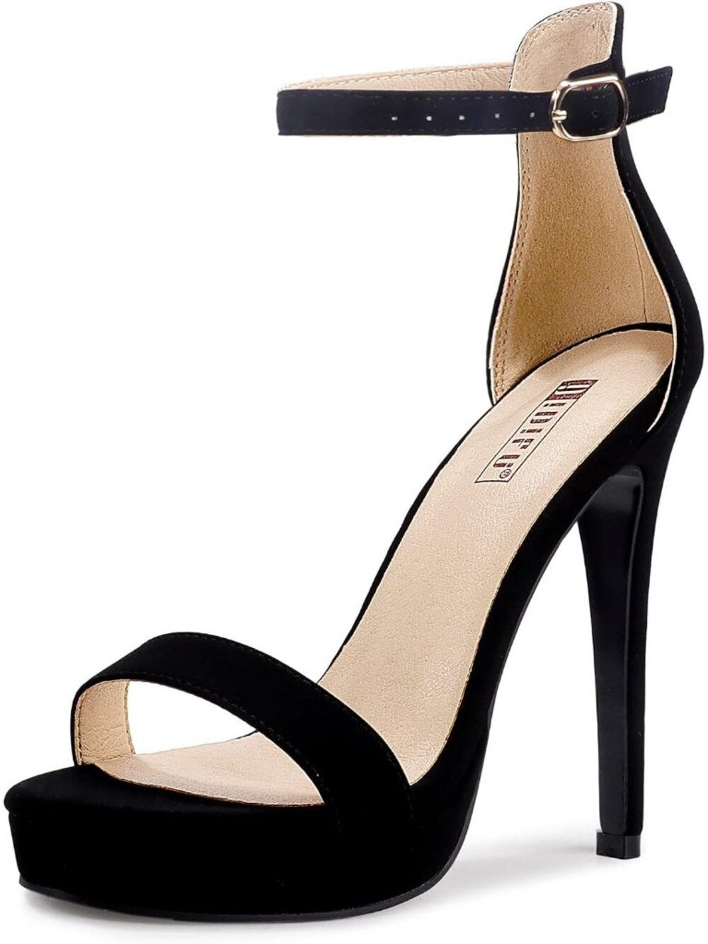 🆕 Women's Black Nubuck Platform Stiletto Heels Ankle Strap Open Toe Sandals